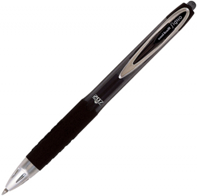 Ручка гелевая автоматическая Uni-Ball 0.7мм Signo с резиновой манжетой черная