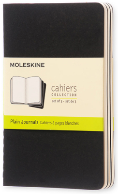 Записная книжка A6  32л без линовки Moleskine® Cahier Pocket 3шт картонная обложка черная