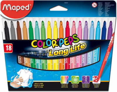 Фломастеры  18цв Maped Color'peps Long Life в картонной коробке