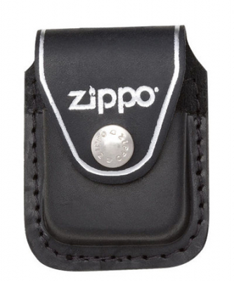 Чехол для зажигалки Zippo на кнопке с металлической клипсой кожа черный