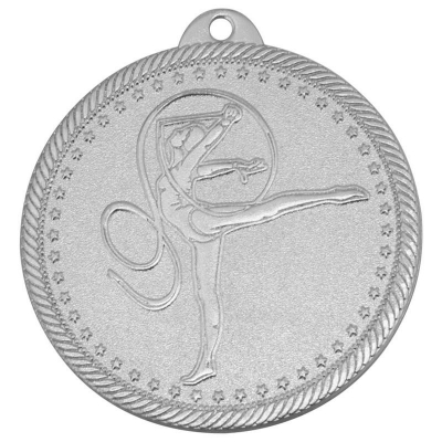 Медаль спортивная художественная гимнастика '2 место' d-5см металл серебро