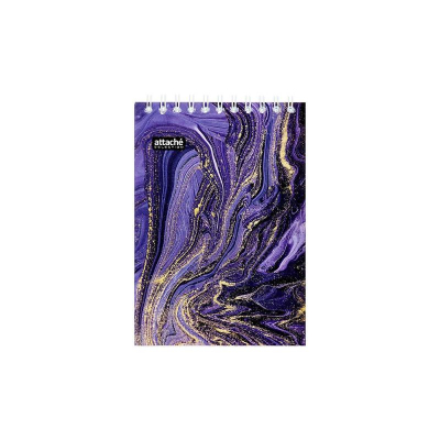 Блокнот A6  80л клетка на гребне Attache Selection глянцевая обложка 'Fluid' Фиолетовый