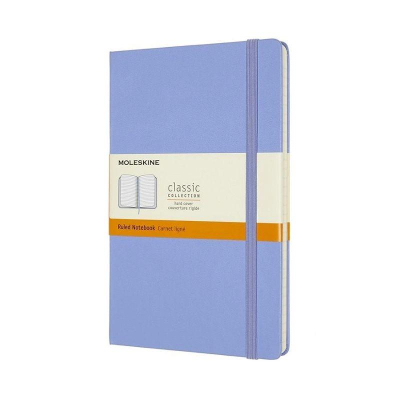 Записная книжка A5 120л линейка Moleskine® Classic Large твердая обложка на резиновой застежке голубая гортензия