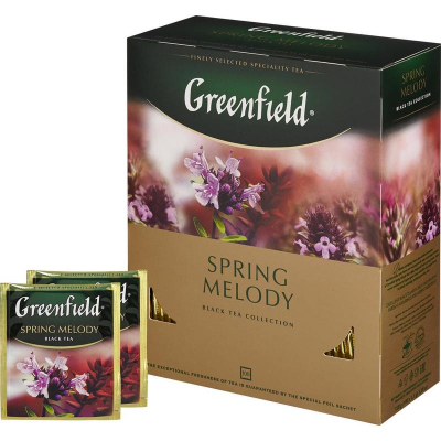 Чай Greenfield черный 'Spring Melody' индийский с чабрецом 100пак х 2г