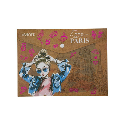 Папка-конверт на кнопке A5 deVENTE пластиковая 180мкм 'Emmy in Paris'