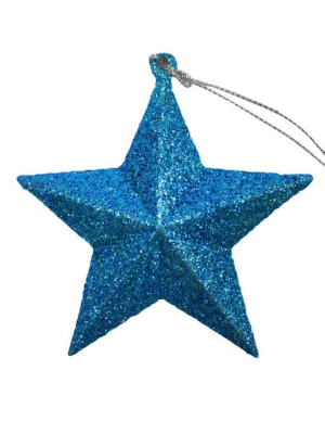 Звезда подвесная 9см голубая пластик