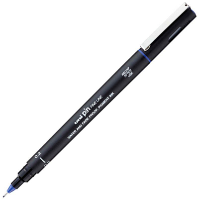 Ручка капиллярная художественная Uni Pin Fine Line d-0.20мм синяя
