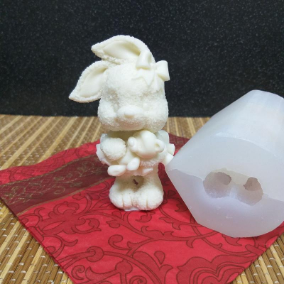 Молд силиконовый 3D 'Зайчик с мишкой' h-9.5см