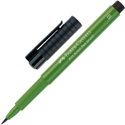 Ручка-кисточка капиллярная художественная Faber-Castell Pitt зелено-оливковая (167)