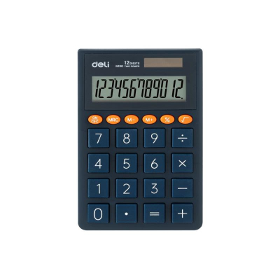 Калькулятор карманный Deli 12 разрядов DP  70x112х8.5мм  65г синий корпус