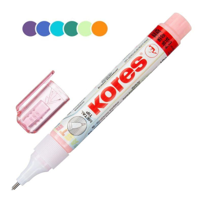 Корректирующая ручка  8мл/1.5мм Kores 'Metal Tip' 'Pastel' быстросохнущая