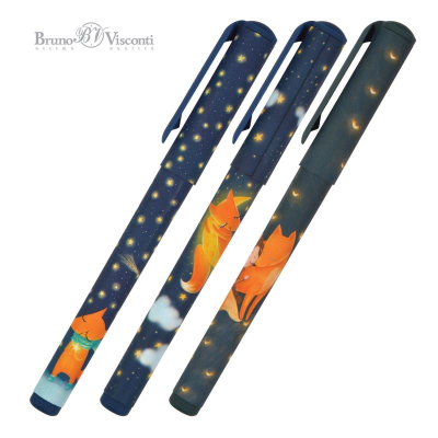Ручка шариковая BrunoVisconti® DreamWrite 0.7мм синие чернила 3 дизайна 'Лисята'
