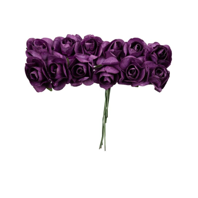 Цветы бумажные Mr.Painter Розы d-2.3см 12шт 'Баклажан'