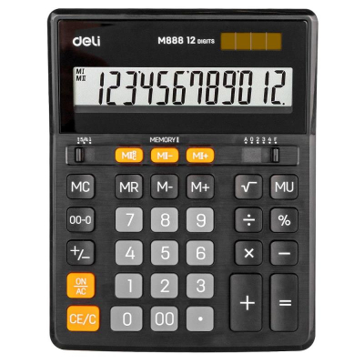 Калькулятор настольный Deli 12 разрядов DM DP 158х203x31мм черный корпус