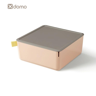 Короб для принадлежностей Deli 'Xdomo' 21x 9x21см с крышкой серо-розовый