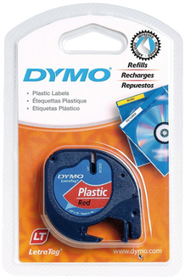 Картридж ленточный Dymo® LetraTag  12мм х4м пластик красный 91203
