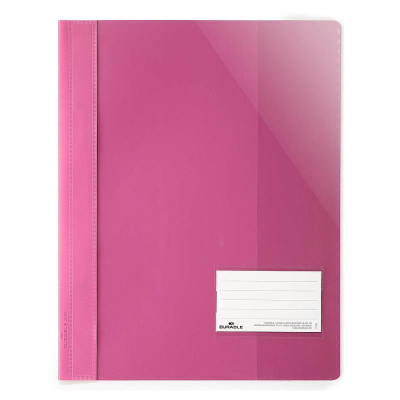 Скоросшиватель пластиковый A4 с карманом для визитки Durable Clear view folder A4+ розовый