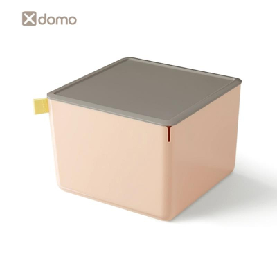 Короб для принадлежностей Deli 'Xdomo' 21x15x21см с крышкой серо-розовый