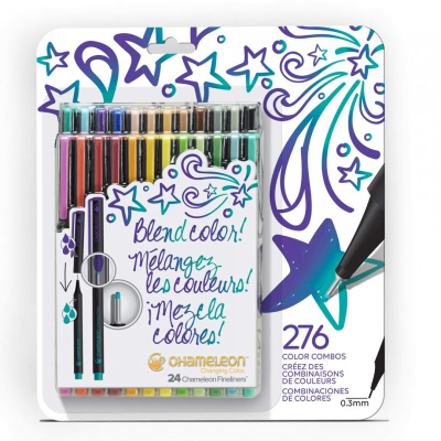 Ручки капиллярные художественные Chameleon Fineliners 24цв 'Яркие цвета'