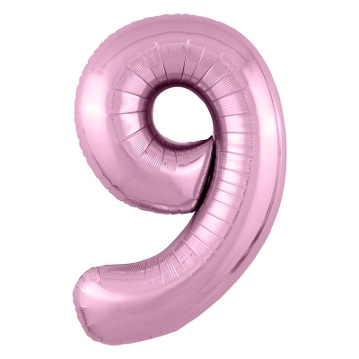 Шар воздушный фольгированный Цифра '9' розовый фламинго Slim Agura 102см