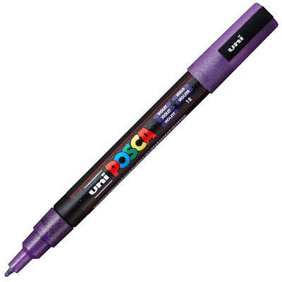 Маркер декоративный Uni Posca 0.9-1.3мм  с блестками фиолетовый (L12)