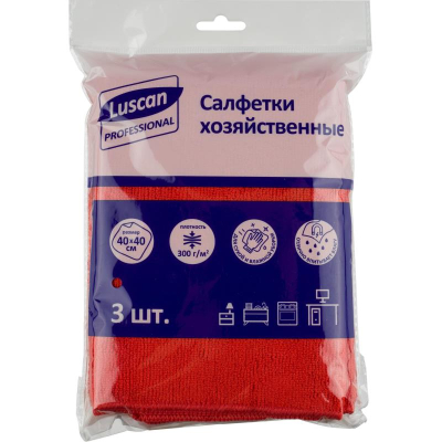 Салфетка хозяйственная универсальная Luscan Professional  40x40см микрофибра 300г 3шт