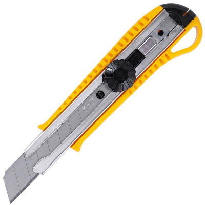 Нож макетный 18мм Deli 'Expect' пластиковый корпус металлические направляющие лезвия в блистере