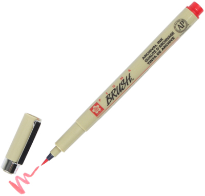 Ручка-кисточка капиллярная художественная Sakura Pigma Brush красная