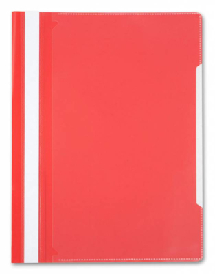 Скоросшиватель пластиковый A4 с прозрачной обложкой-карманом Бюрократ 160/120мкм глянцевый красный
