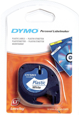 Картридж ленточный Dymo® LetraTag  12мм х4м пластик белый 91201(91221)