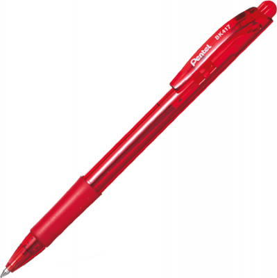 Ручка шариковая автоматическая Pentel 0.7мм с резиновой манжетой красная