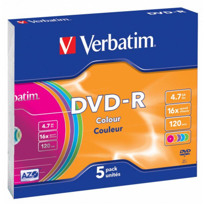 Диск DVD-R 4.7Gb 16X Verbatim Azo Colour Slim Case