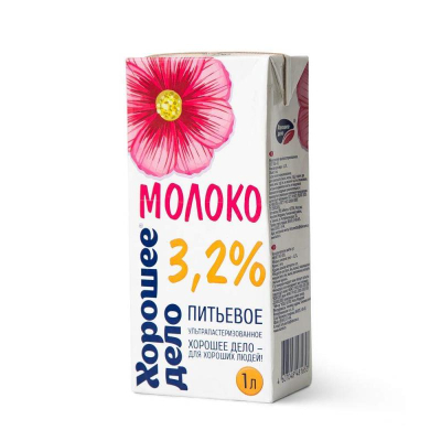 Молоко 3.2% Хорошее дело 1л