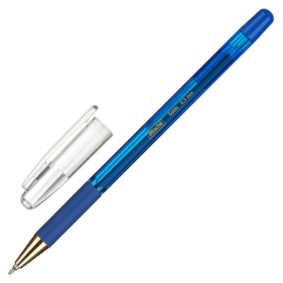 Ручка шариковая Attache 0.7мм 'Goldy' с резиновой манжетой игольчатый стержень синяя