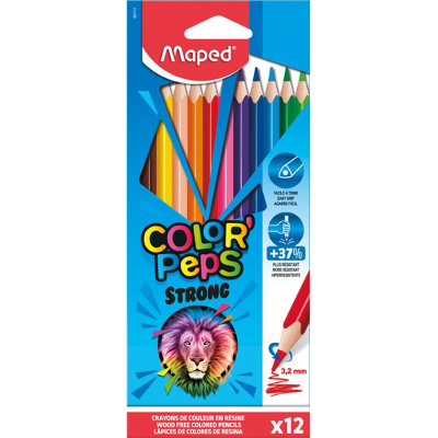 Карандаши  12цв Maped Color'peps 'Strong' пластиковые трехгранные в картонной коробке