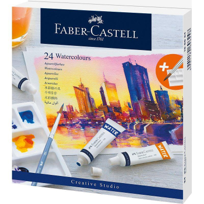 Краски акварельные Faber-Castell 'Creative studio' 24цв х 9мл в тубах +палитра в картонной коробке
