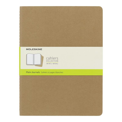 Записная книжка A4-  60л без линовки Moleskine® Cahier XLarge 3шт картонная обложка бежевая