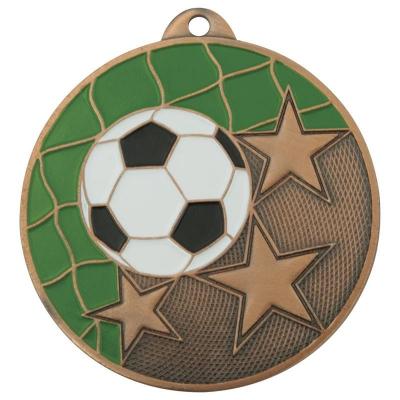 Медаль спортивная футбол '3 место' d-5см металл бронза/эмаль