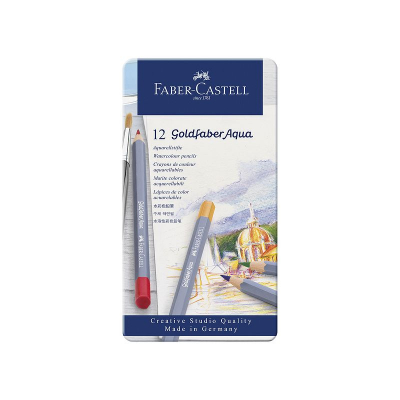 Карандаши акварельные Faber-Castell 'Goldfaber Aqua'  12цв в металлической коробке