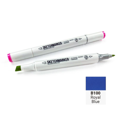 Маркер художественный спиртовой Sketchmarker королевский синий двусторонний