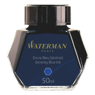 Чернила для перьевой ручки Waterman 50мл водоустойчивые синиe
