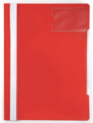 Скоросшиватель пластиковый A4 с карманом для визитки Бюрократ 160/120мкм глянцевый красный