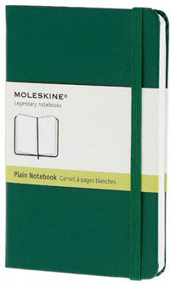 Записная книжка A6  96л без линовки Moleskine® Classic Pocket твердая обложка на резиновой застежке зеленая