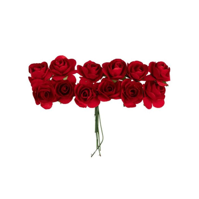Цветы бумажные Mr.Painter Розы d-2.3см 12шт 'Пунцовый закат'