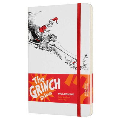 Записная книжка A5 120л линейка Moleskine® LE Dr. Seuss The Grinch Large твердая обложка на резиновой застежке белая