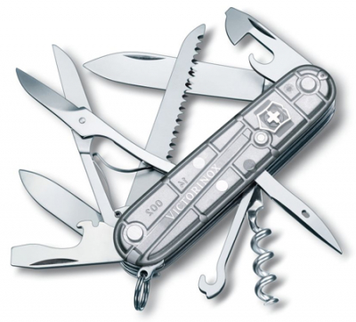 Нож  91мм Swiss Army Knives 15 функций Huntsman прозрачный серебристый