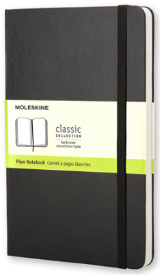 Записная книжка A5 120л без линовки Moleskine® Classic Large твердая обложка на резиновой застежке черная