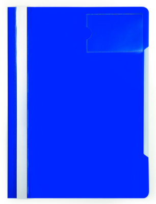 Скоросшиватель пластиковый A4 с карманом для визитки Бюрократ 160/120мкм глянцевый синий