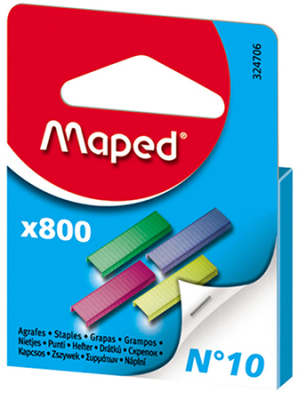 Скобы №10/4   800шт Maped  4 цвета