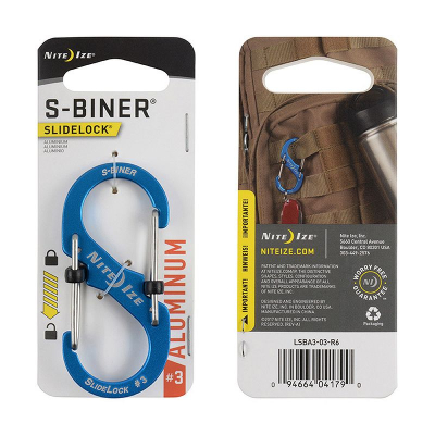 Карабин алюминиевый с блокировкой Nite Ize S-Biner® SlideLock® 3 синий